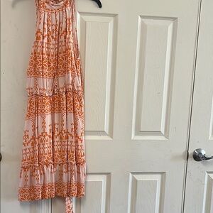 Orange and White Patterned Dress